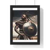 African Wall Art, Black Warrior Poster, Vertical Framed Poster, Home and Living Decoration, Aesthetic Wooden Frame Poster